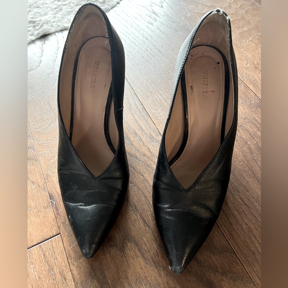 Whistles black leather heels size 38